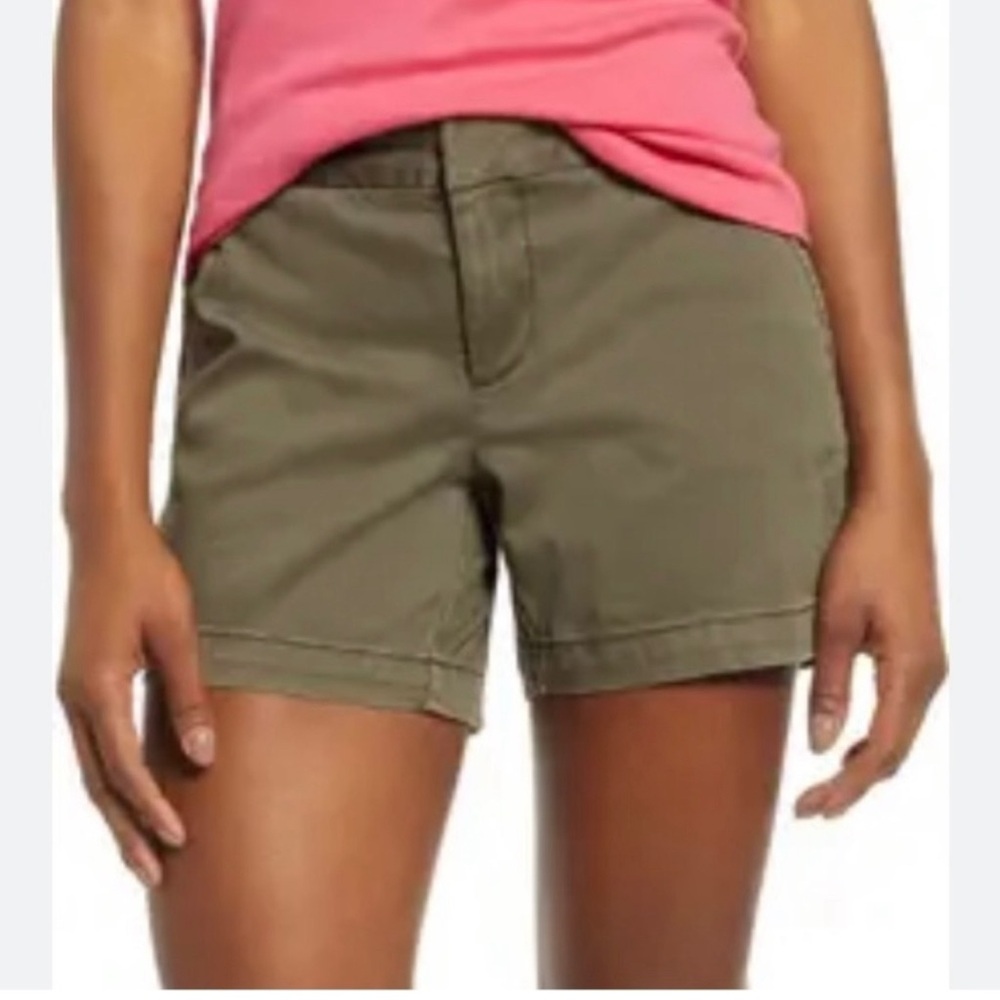 CASLON 5” COTTON BLEND TWILL SHORTS OLIVE